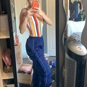 Navy blue Button up windbreaker pant